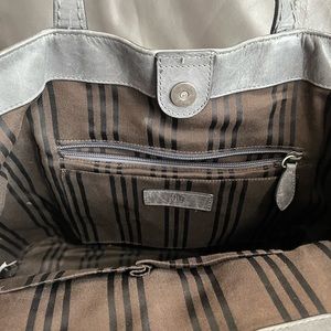 Frye leather purse and matching wallet - grey